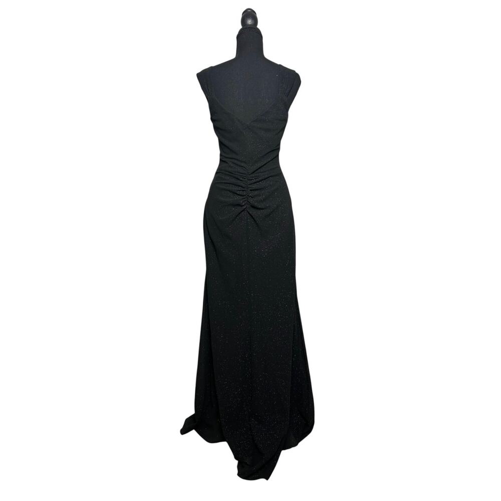 ✨ Black Glitter Ruched Mermaid Evening Dress – Blondie Nites